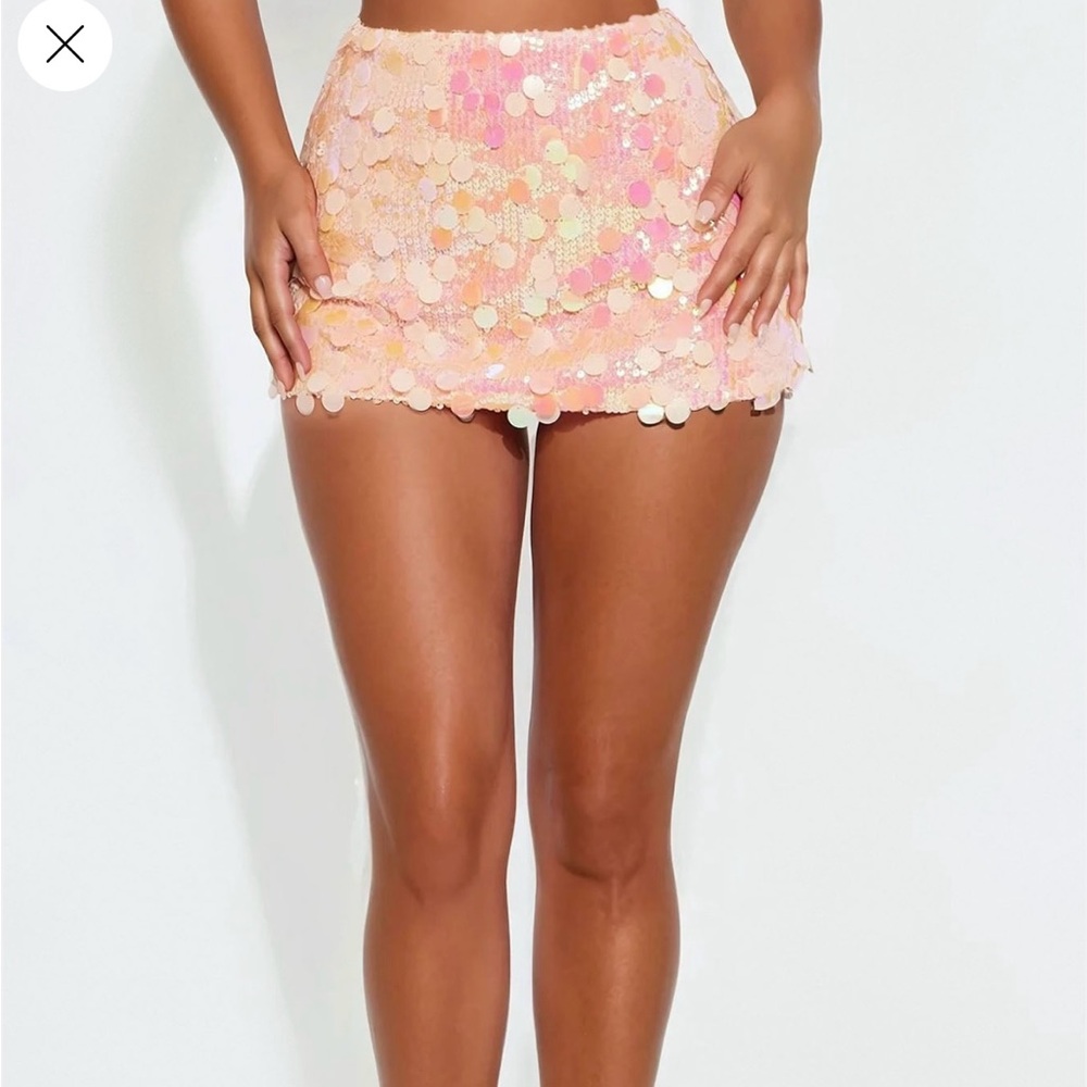 Fashion Nova Sequin Embellished Pink Mini Skirt Large